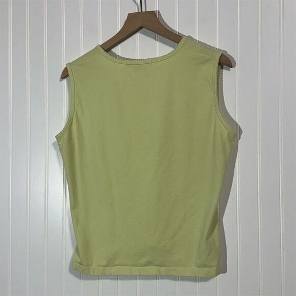 French Cuff Lime Green Tank Top XL Rhinestone Studded Y2K Sleeveless Shirt - Picture 3 of 8